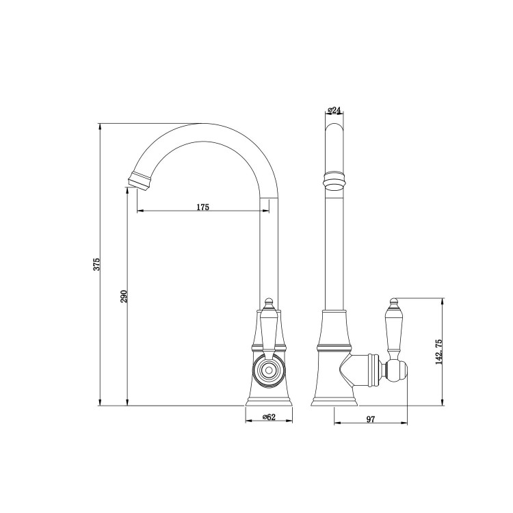 Taylor & Moore Hastings Traditional Kitchen Mixer Tap with Swivel Spout & Single Lever - Brushed Nickel