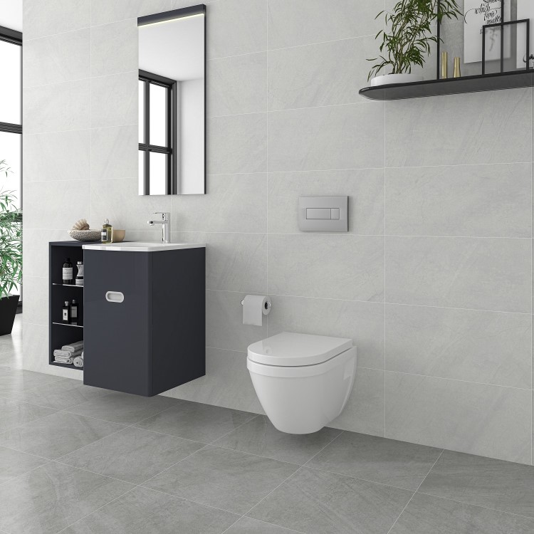 GRADE A1 - 450x 450mm Carlisle Light Grey Floor Tile