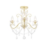 GRADE A1 - IP44 Gold Bathroom Chandelier -Vela