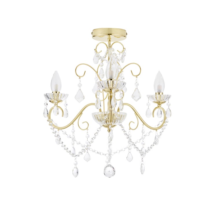 GRADE A1 - IP44 Gold Bathroom Chandelier -Vela