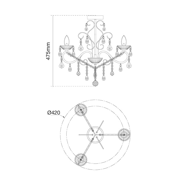 GRADE A1 - IP44 Gold Bathroom Chandelier -Vela