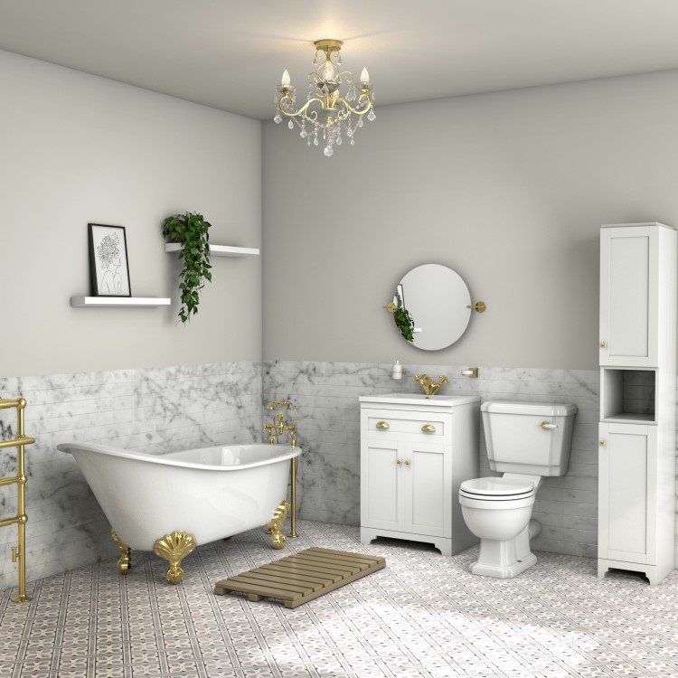 GRADE A1 - IP44 Gold Bathroom Chandelier -Vela