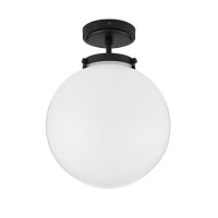 GRADE A1 - Black Bathroom Globe Ceiling Light - Porto