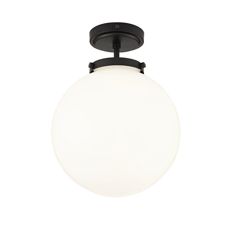 GRADE A1 - Black Bathroom Globe Ceiling Light - Porto