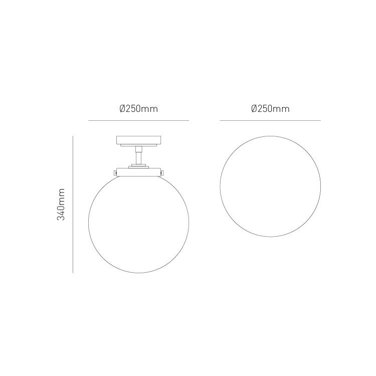 GRADE A1 - Black Bathroom Globe Ceiling Light - Porto