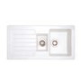 GRADE A1 - 1.5 Bowl Inset White Ceramic Kitchen Sink with Reversible Drainer - Alexandra