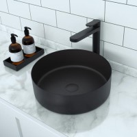 GRADE A1 - Stainless Steel Black Round Countertop Basin 400mm - Zorah