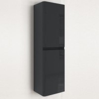IMPERFECT - Double Door Dark Grey Wall Hung Tall Bathroom Cabinet 400 x 1400mm - Pendle