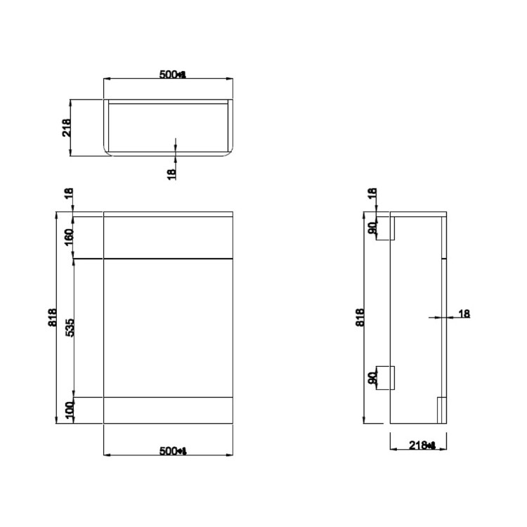 GRADE A1 - 500mm Light Grey Back to Wall Toilet Unit Only - Pendle