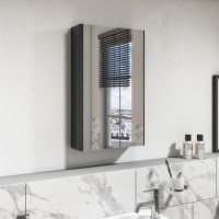 Dark Grey Mirrored Bathroom Cabinet 400 x 650mm - Pendle