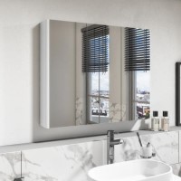 GRADE A1 - White Mirrored Wall Bathroom Cabinet 800 x 650 - Pendle GRADE A1 - White Mirrored Wall Bathroom Cabinet 800 x 650 - Pendle