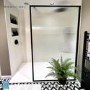 GRADE A1 - 700mm Black Fluted Glass Wet Room Shower Screen - Volan