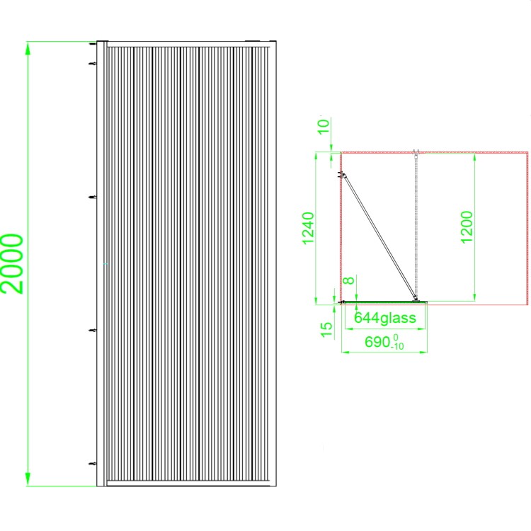 GRADE A1 - 700mm Black Fluted Glass Wet Room Shower Screen - Volan