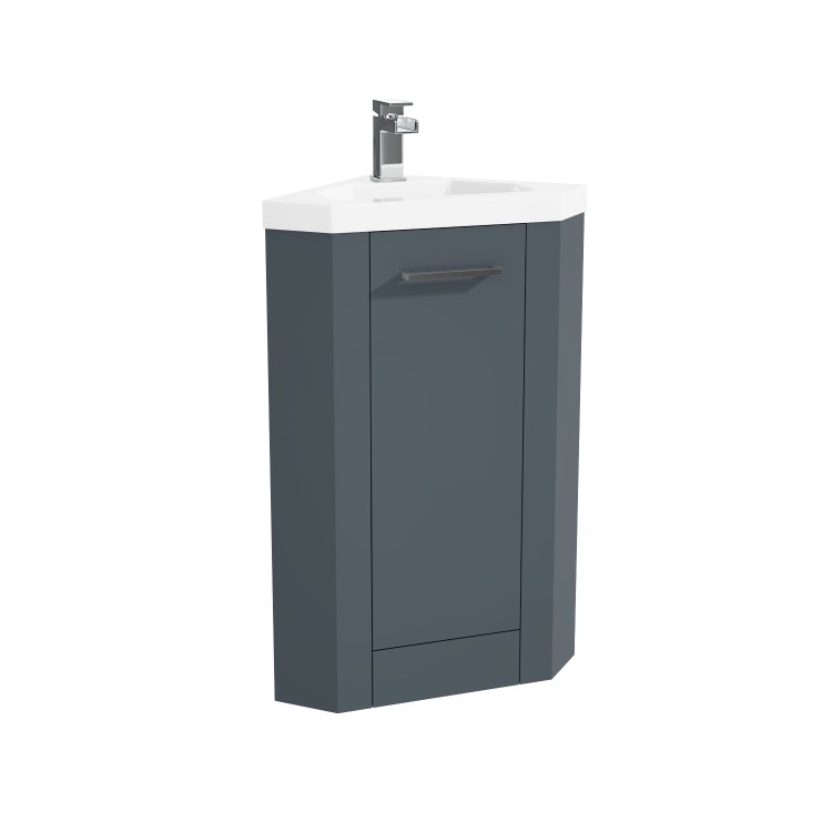 GRADE A1 - 400mm Grey Cloakroom Corner Vanity Unit & Basin - Apollo