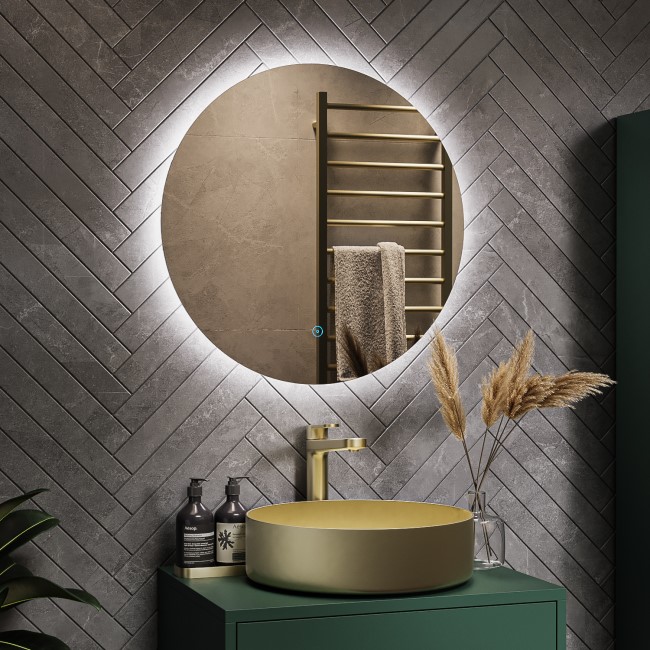 Round Backlit LED Bathroom Mirror with Demister 600mm -Luna