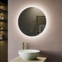 Round Backlit Heated Bathroom Mirror with Lights 600mm - Luna Round Backlit Heated Bathroom Mirror with Lights 600mm - Luna