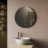Round Backlit LED Bathroom Mirror with Demister 600mm -Luna