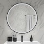 GRADE A1 - Round Black LED Bathroom Mirror with Demister 800mm -Antares 