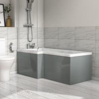 Wooden Light Grey L Shape Front Bath Panel - Pendle Wooden Light Grey L Shape Front Bath Panel - Pendle
