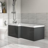 GRADE A1 - Dark Grey L Shape Front Bath Panel - Pendle