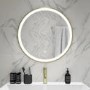 GRADE A1 - Round Brass LED Bathroom Mirror with Demister 600mm -Antares 