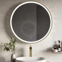 BeBa_27578 Round Brass Heated Bathroom Mirror with Lights 800mm - Antares