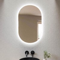 Oval Backlit Heated Bathroom Mirror with Lights 500 x 800mm - Irena
