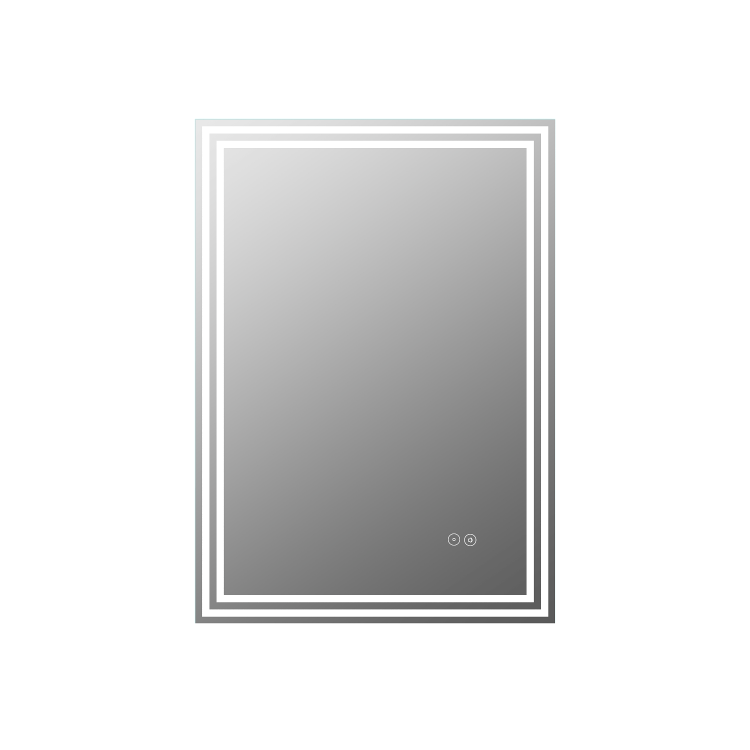 ONLY OPENED - Rectangular Double Border LED Bathroom Mirror with Demister 600x800mm -Antila