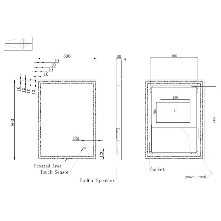 ONLY OPENED - Rectangular Double Border LED Bathroom Mirror with Demister 600x800mm -Antila