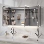Triple Door Chrome Mirrored Bathroom Cabinet with Lights Bluetooth Speaker & Demister 1200 x 700mm - Ursa
