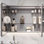 Triple Door Chrome Mirrored Bathroom Cabinet with Lights Bluetooth Speaker & Demister 1200 x 700mm - Ursa