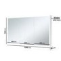 Triple Door Chrome Mirrored Bathroom Cabinet with Lights Bluetooth Speaker & Demister 1200 x 700mm - Ursa