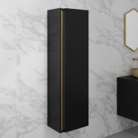 GRADE A1 - Black Wall Mounted Tall Bathroom Cabinet 420mm - Roxbi