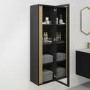 GRADE A1 - Black Wall Mounted Tall Bathroom Cabinet 420mm - Roxbi