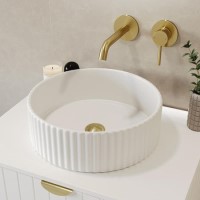 GRADE A1 - Round Small Countertop Basin Fluted 360mm - Oregon