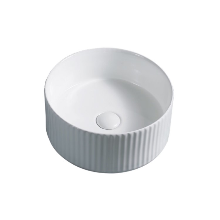 GRADE A1 - Round Small Countertop Basin Fluted 360mm - Oregon