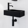 GRADE A1 - Black Wall Hung Cloakroom Basin Left Hand 405mm - Detroit