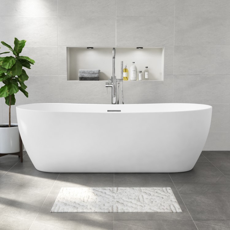 GRADE A1 - Freestanding Double Ended Solid Surface Bath 1700 x 750mm - Parma