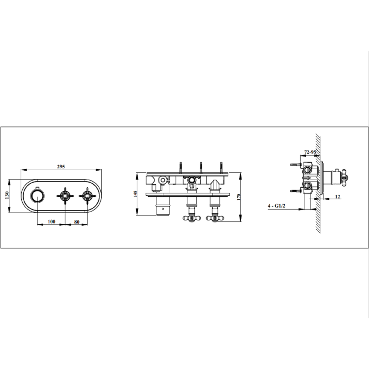 GRADE A1 - Camden Concealed Thermostatic Shower Valve 2 Outlet - Brushed Brass