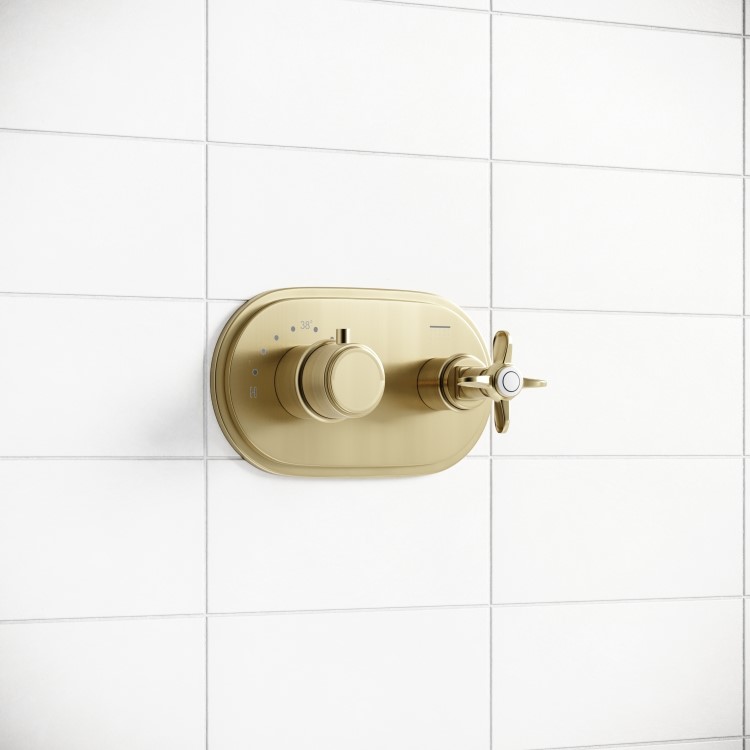 GRADE A1 - Camden Concealed Thermostatic Shower Valve 1 Outlet - Brushed Brass