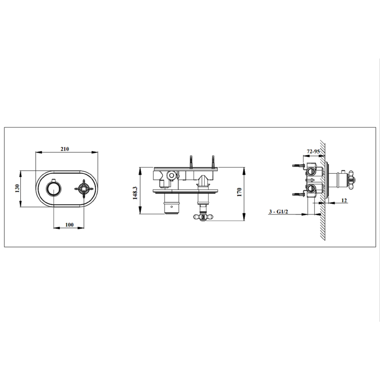 GRADE A1 - Camden Concealed Thermostatic Shower Valve 1 Outlet - Brushed Brass
