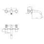 Grade A1 - Marble Chrome Wall Mounted Bath and Wall Mounted Basin Tap Set - Lorano