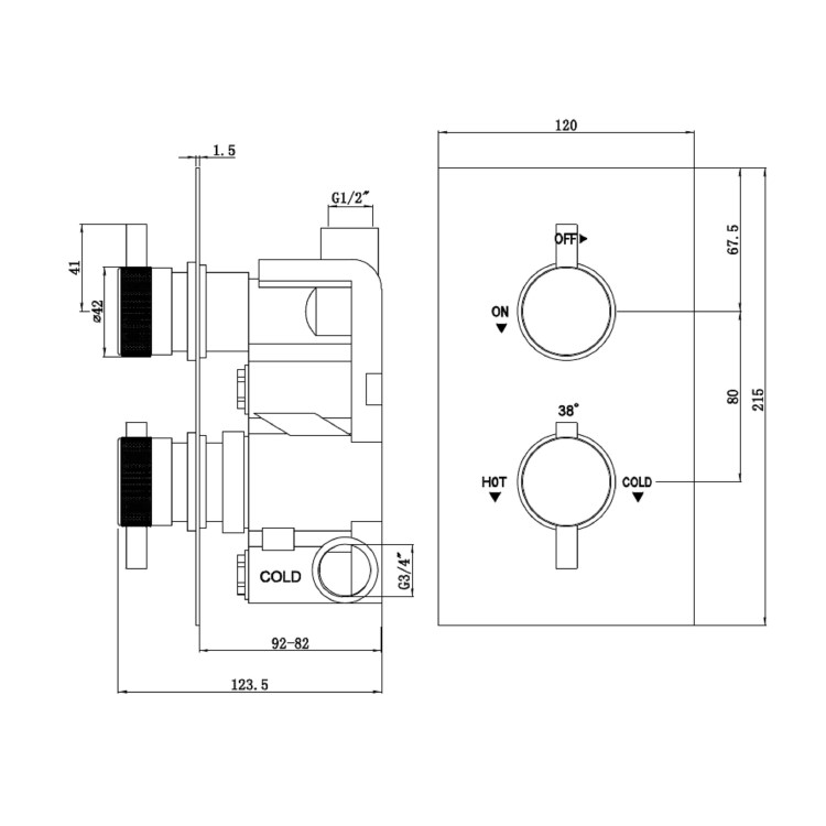 GRADE A1 - Axel Concealed Shower Valve - 2 Outlet - Chrome