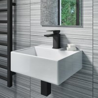 GRADE A1 - Zana Square Matt Black Mini Cloakroom Basin Mixer Tap