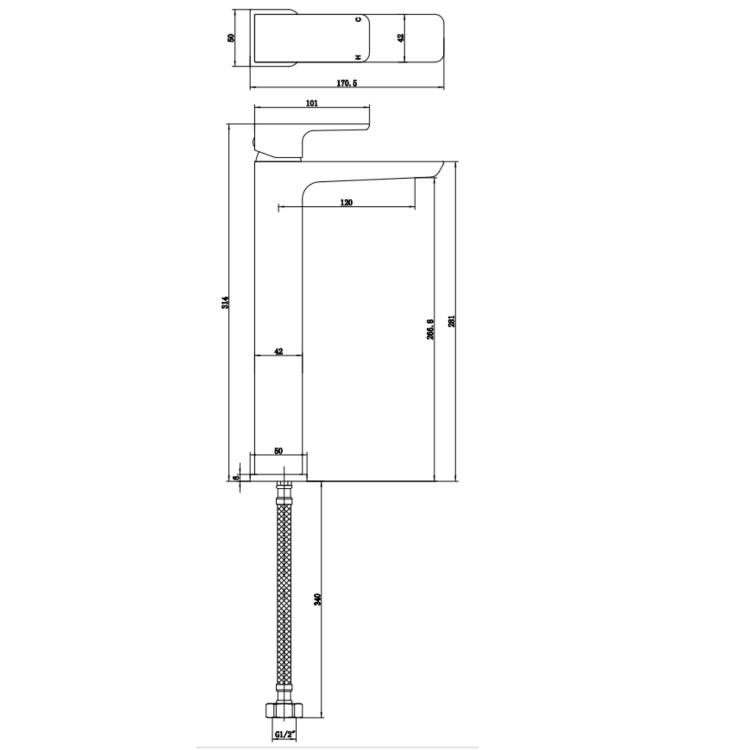 Black Tall Mono Basin Mixer Tap  - Zana