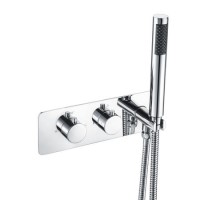 ONLY OPENED - Flow Round Thermostatic Concealed Shower Valve with Handset - 2 Outlet