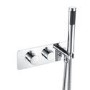 Chrome 2 Outlet  Wall Mounted Thermostatic Mixer Shower Set With Hand Shower & Spout - Flow