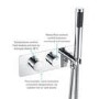 Chrome 2 Outlet Concealed Thermostatic Shower Valve with Hand Shower - Flow