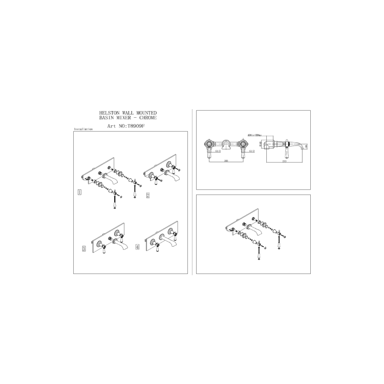 GRADE A1 - Wall Mounted Gold Basin Mixer Tap - Helston