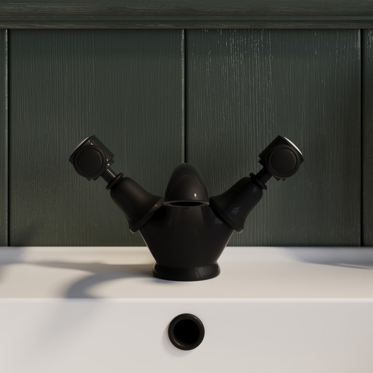 GRADE A1 - Black Basin Mixer Tap - Helston